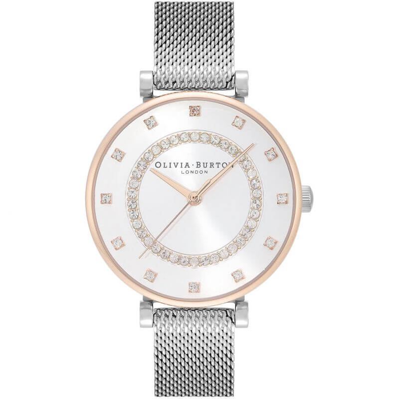 Belgrave Tbar White & Two Tone Mesh Watch