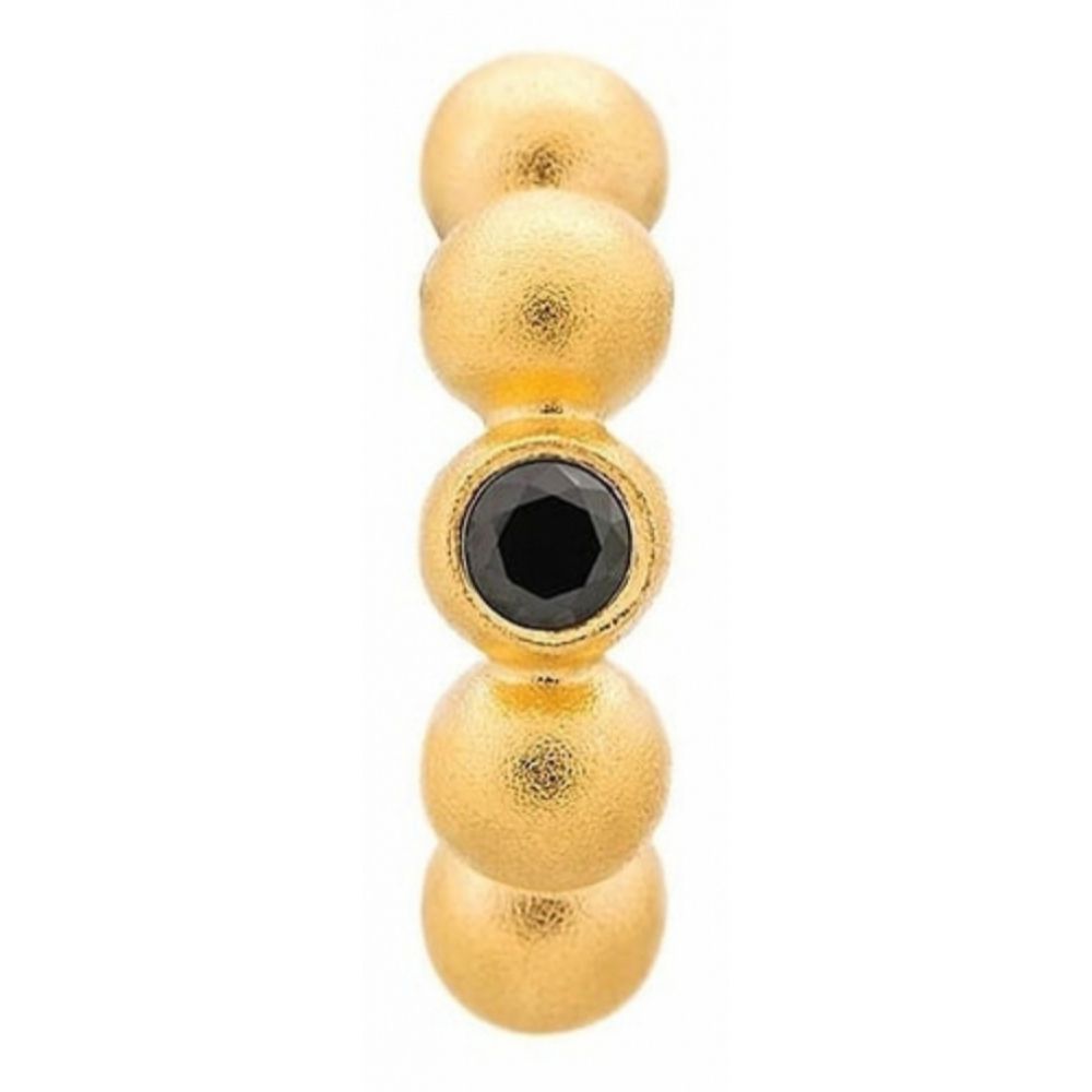 Gold Dots Black CZ Stone Charm