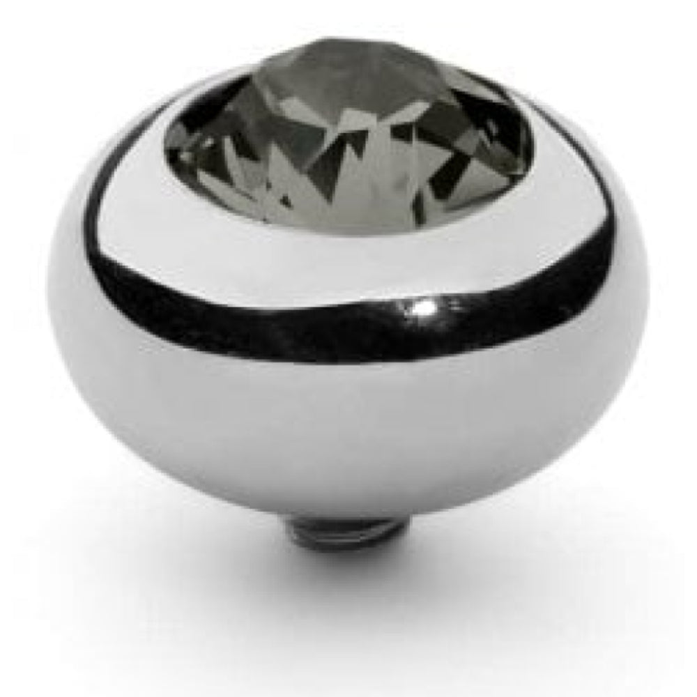 Famosa Silver 10mm Tondo Ring Top Black Diamond