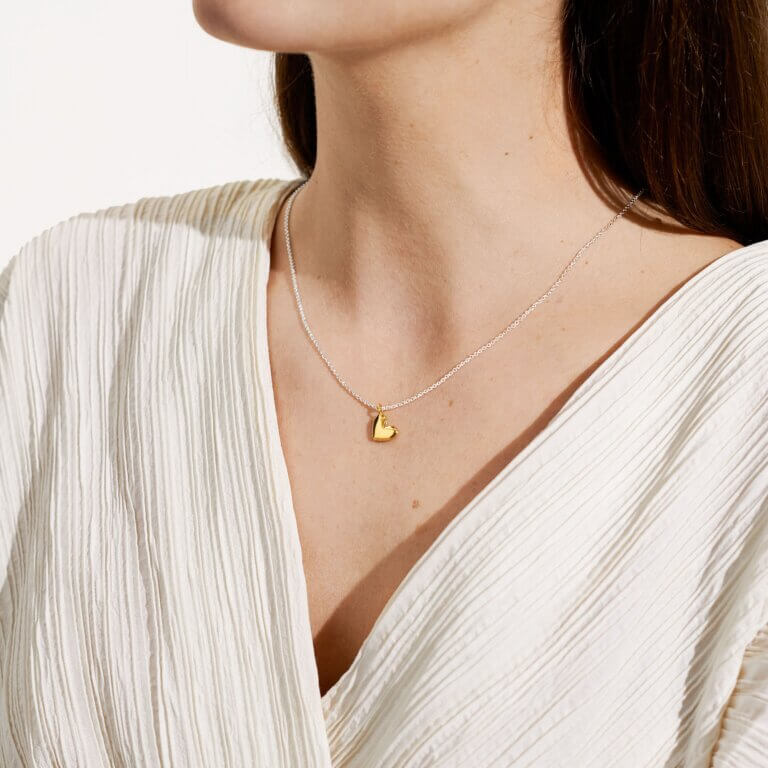 A Little | Heart Of Gold | Silver And Gold | Necklace | 46cm + 5cm Extender