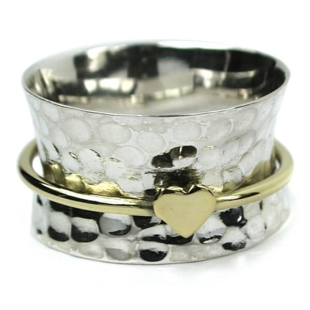 Hammered Band With Single Brass Heart
