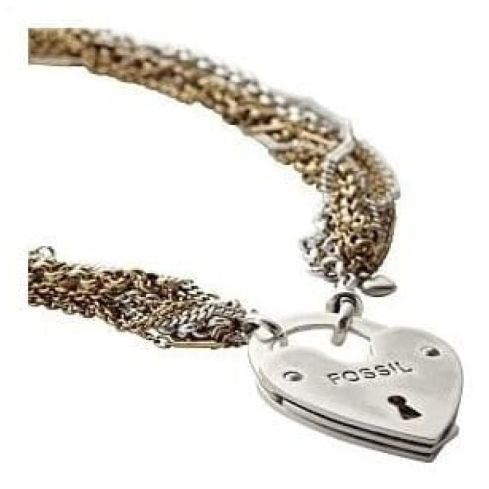Ladies Multi Stranded Antique Lock Pendant Necklace