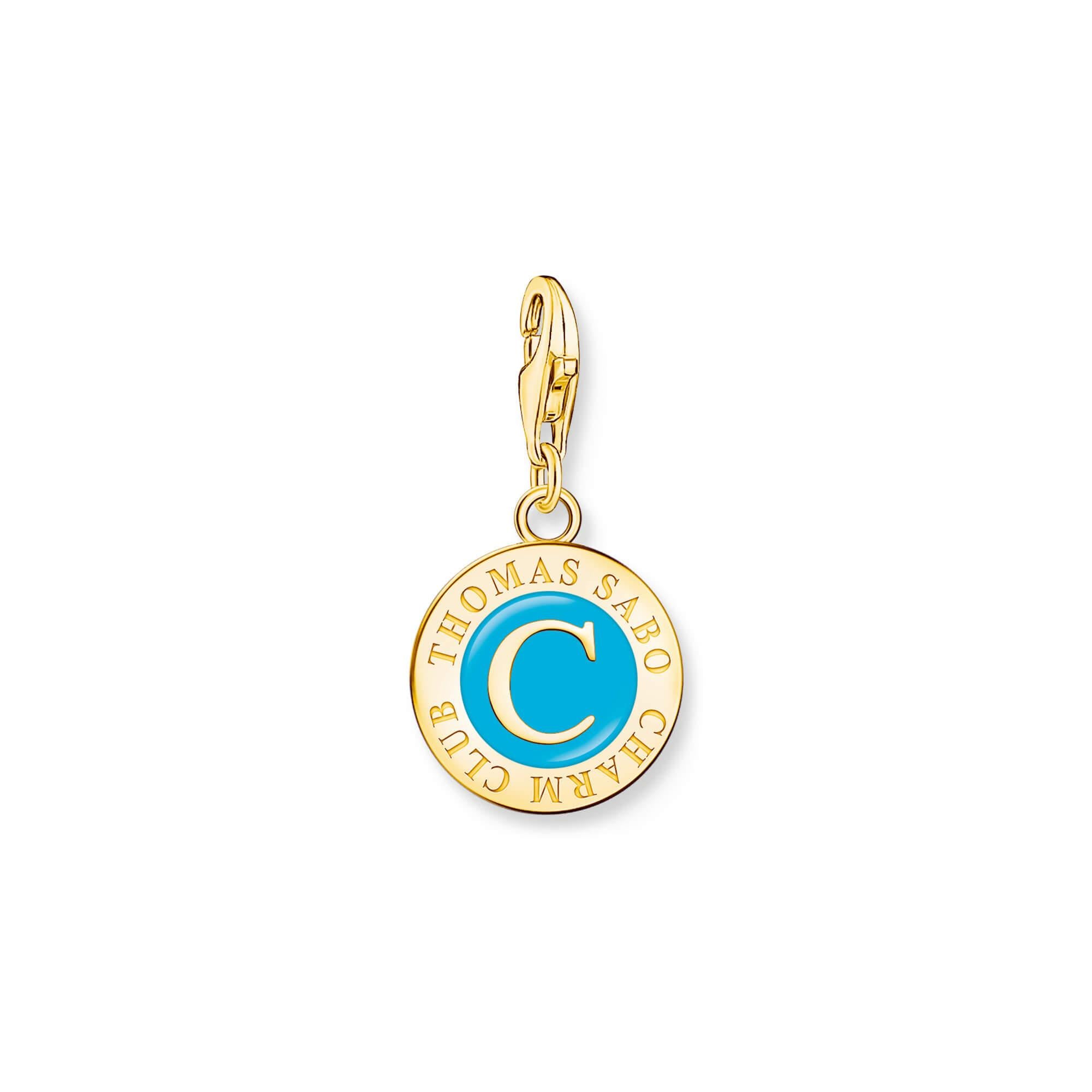 Gold Plated Turquoise CHARMISTA COIN Charm Pendant