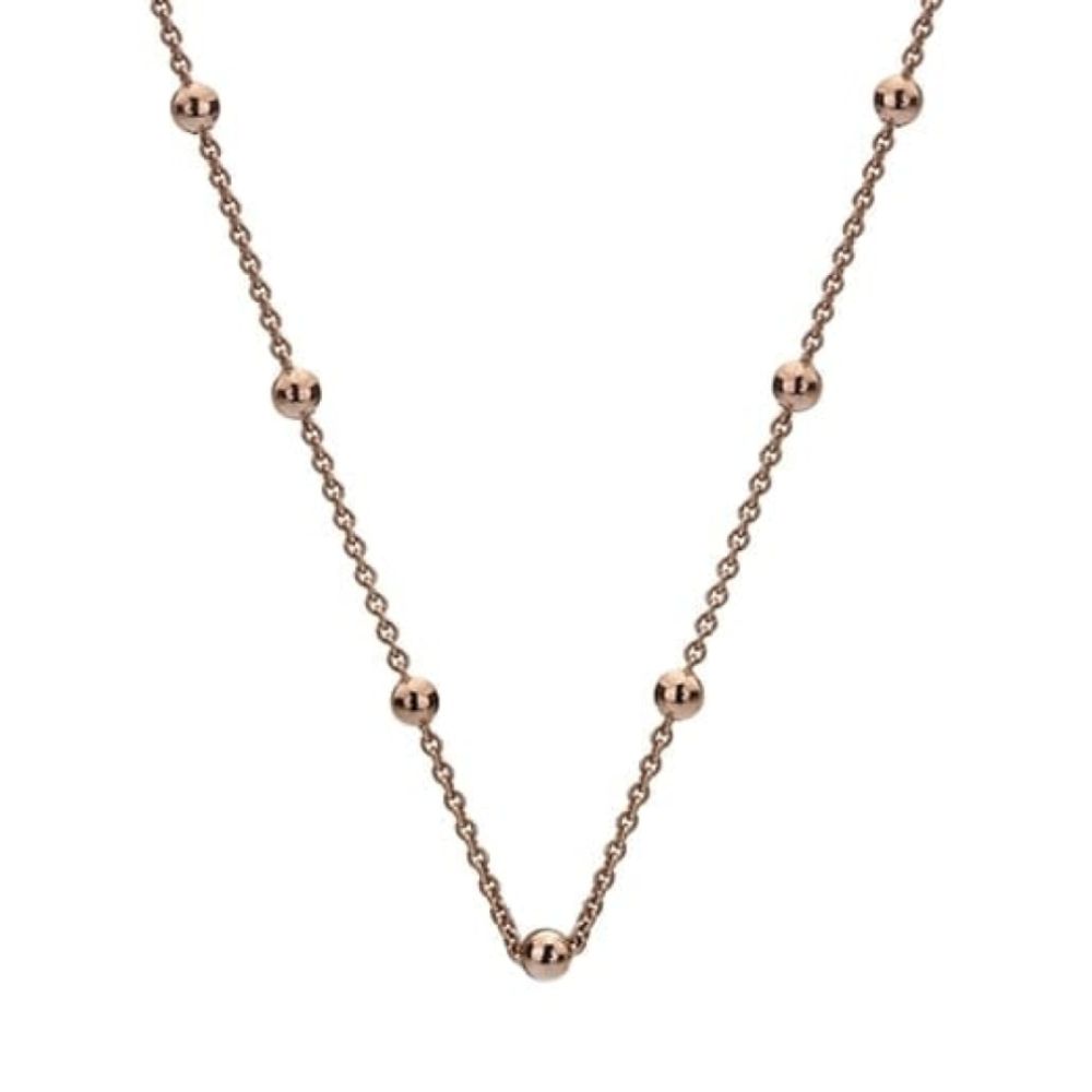 Rose Gold Plated Sterling Silver Intermittent Bead Chain - 18"