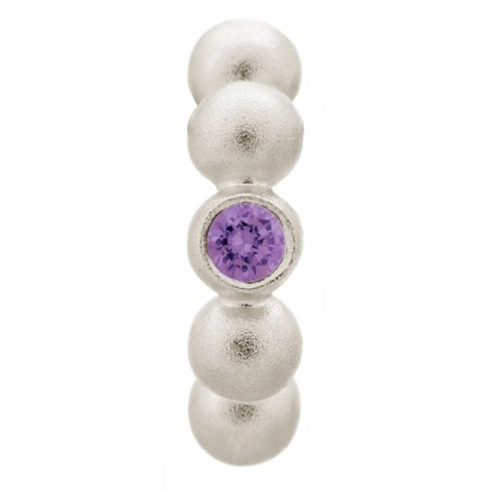 Sterling Silver Dots Purple CZ Stone Charm