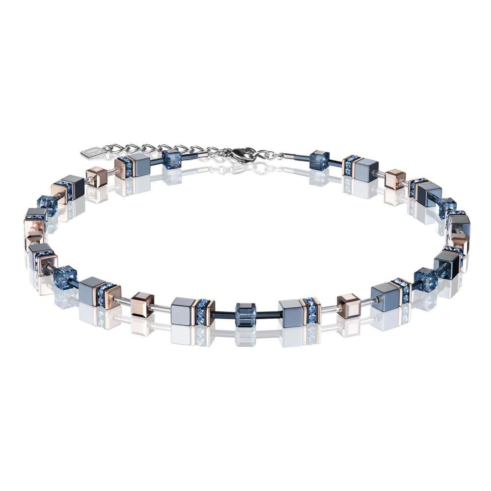 Geo Cube Blue- Black Necklace