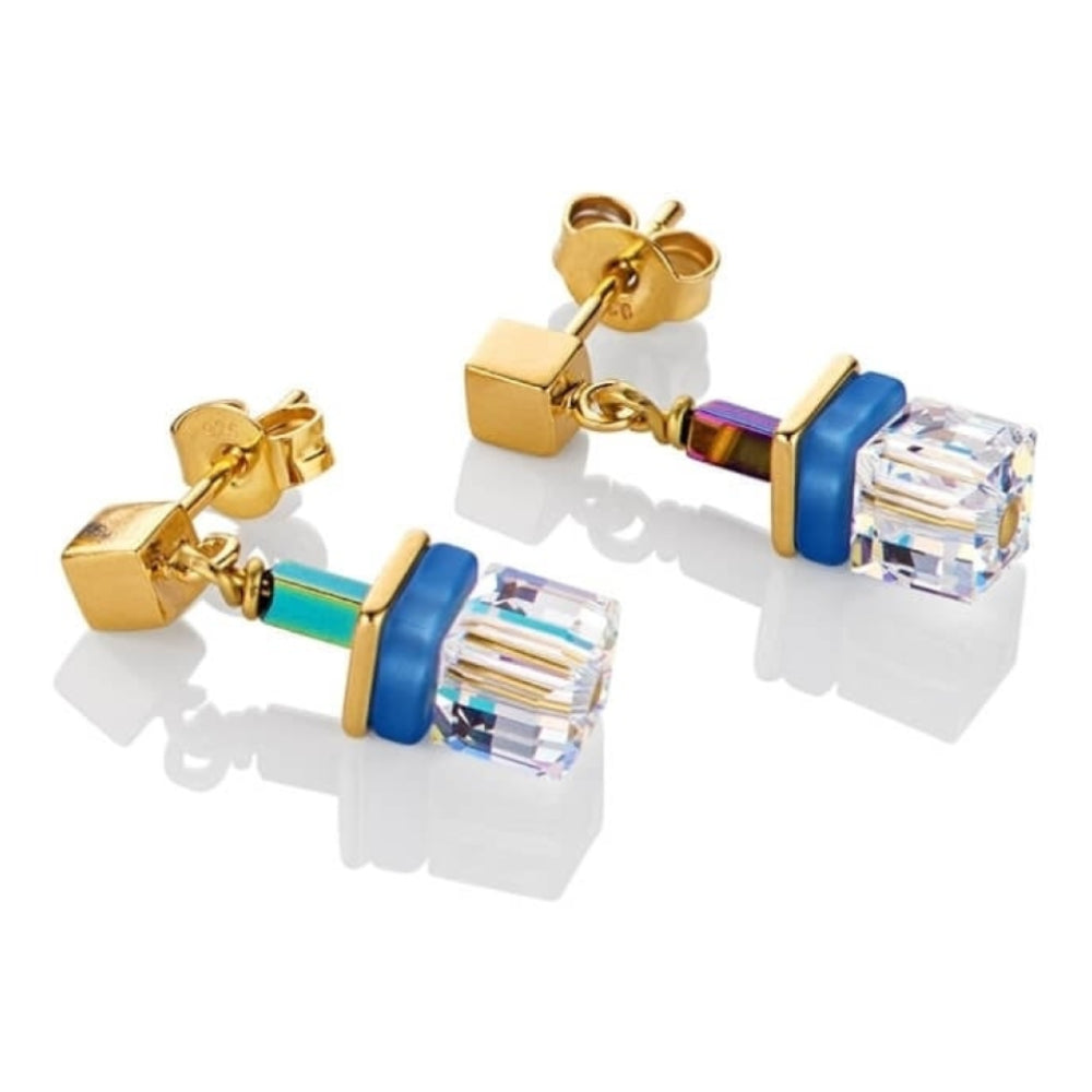 Geo Cube Blue & Green Earrings