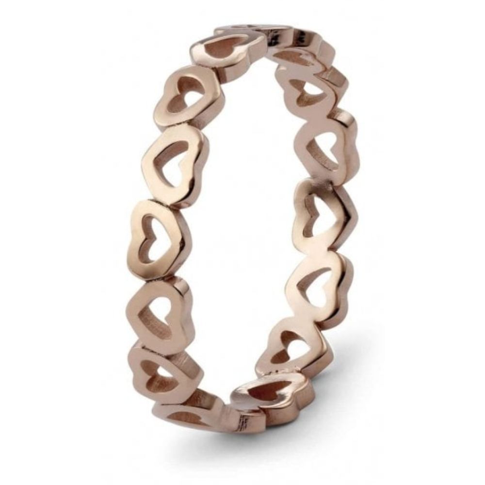 Pienza Rose Gold Hollow Hearts Spacer Ring