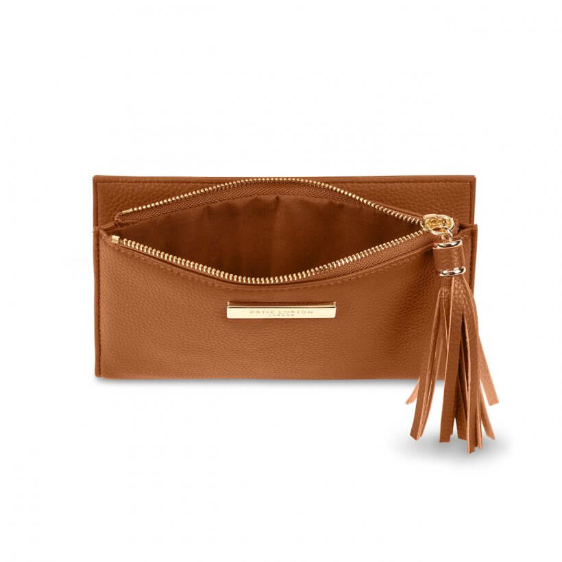 Sophia Tassel Fold Out Purse | Cognac