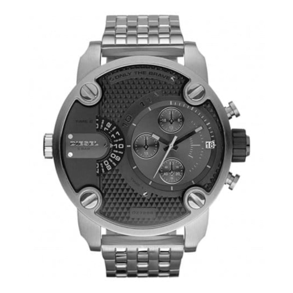 Gents Large Dual Timepiece Chronograph Steel Watch