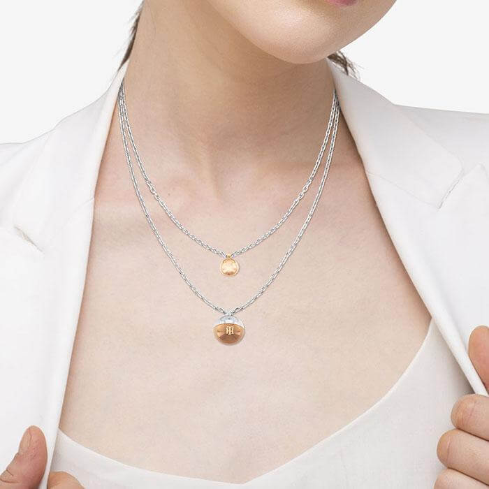 ORB Two Tone Double Layer Pendant Dress Necklace