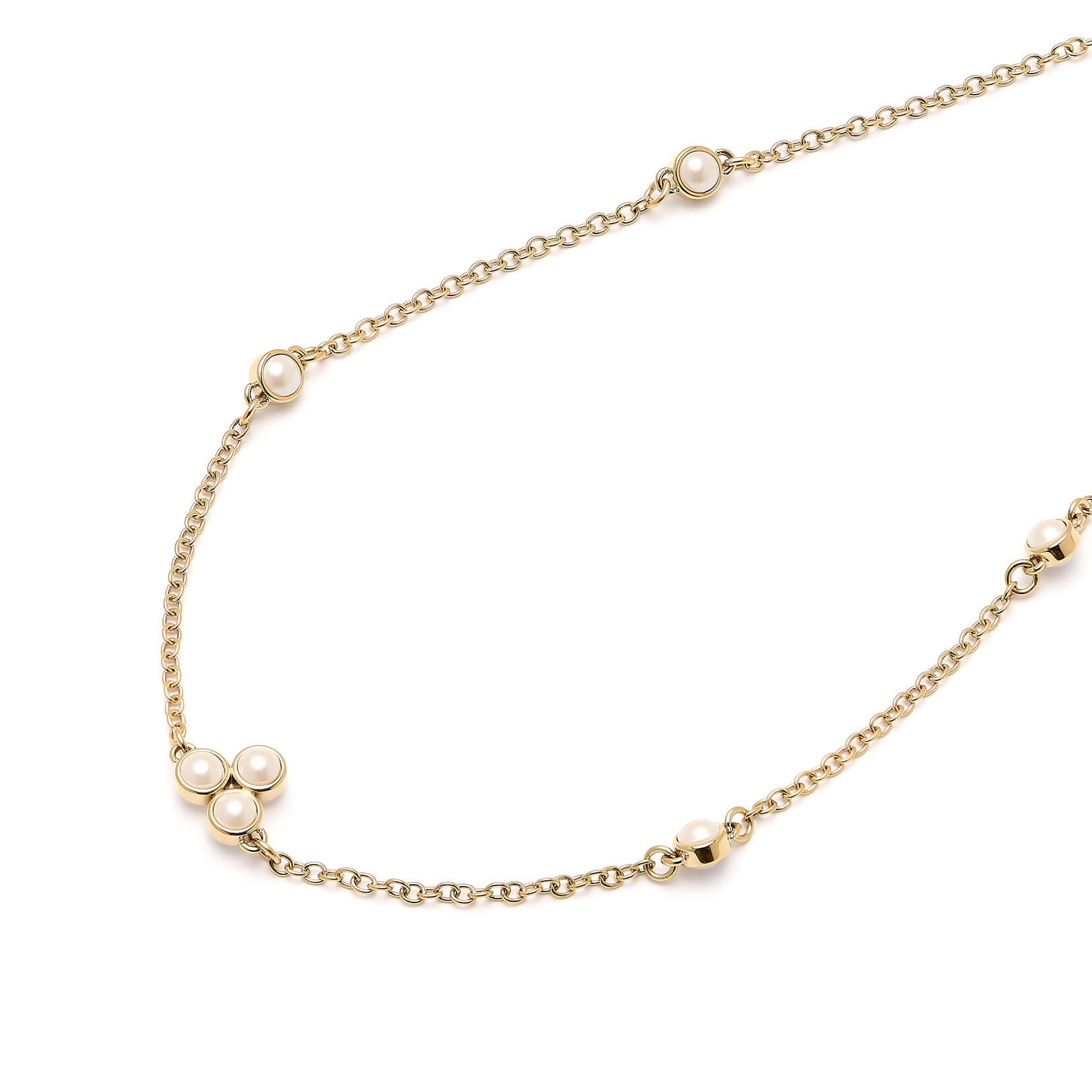 Classic Pearl Cluster Gold Necklace