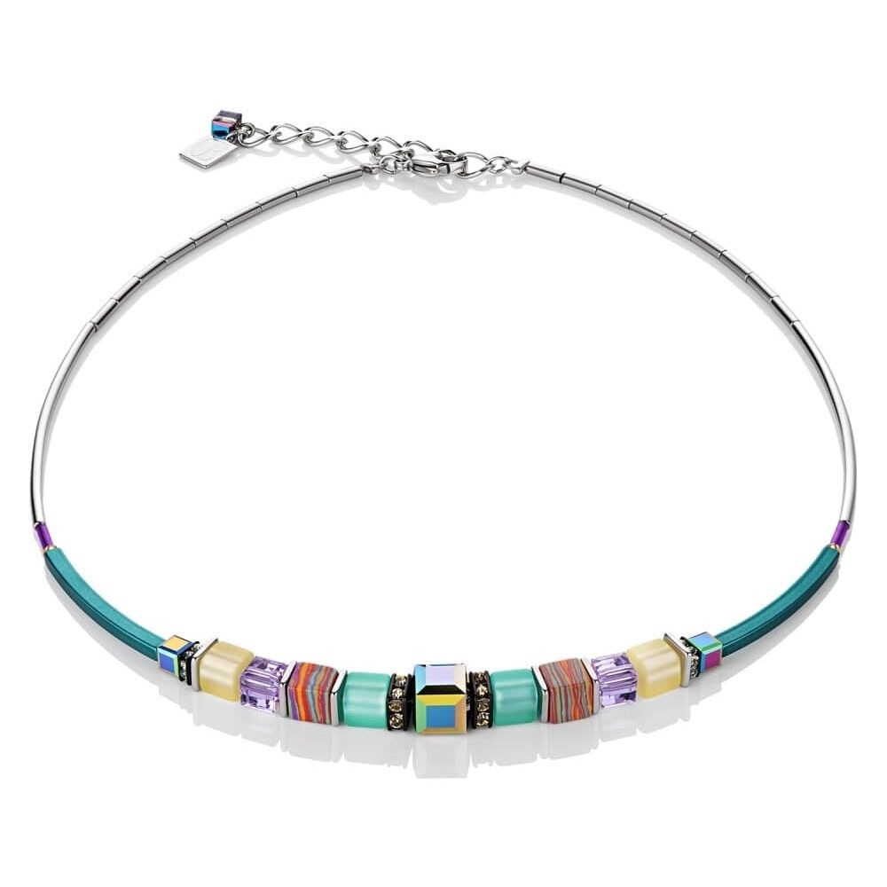 Geo Cube Mint & Yellow Stainless Steel Necklace