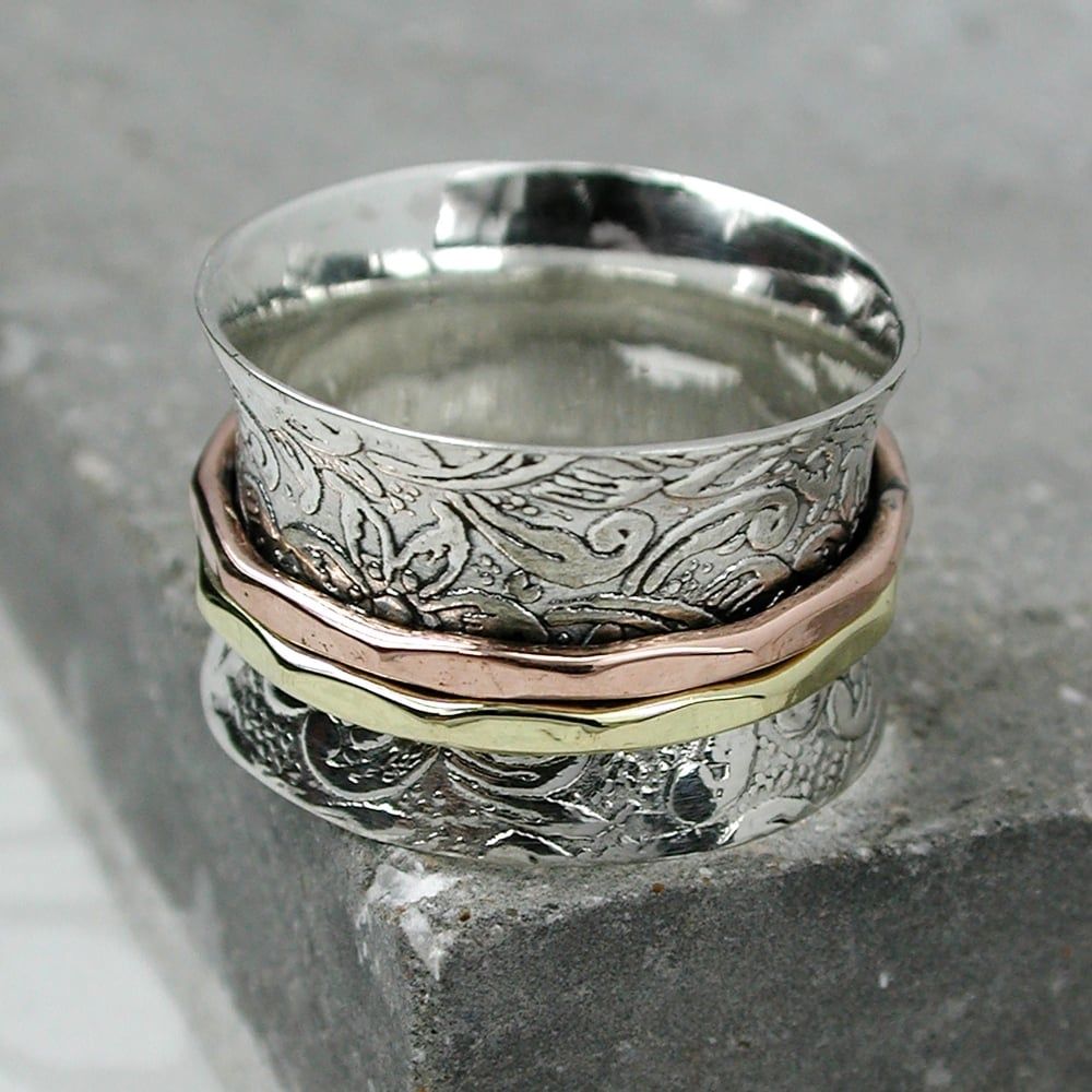 Spinning Ring Printed With 2 Bands