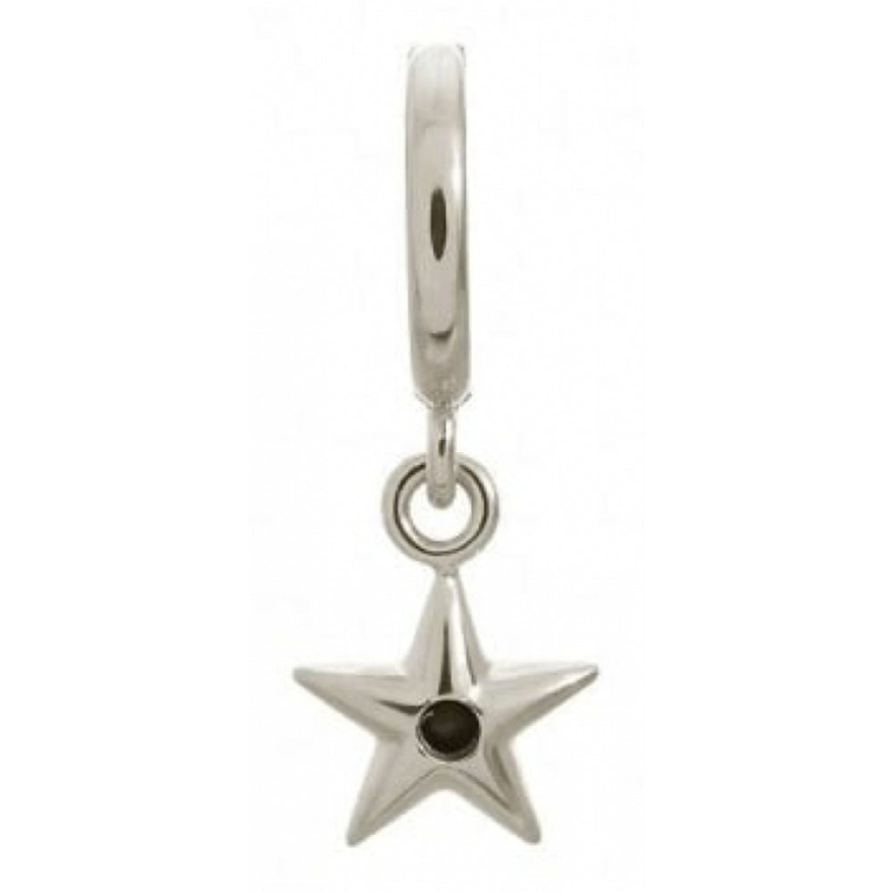 Sterling Silver Star With Black Crystal Charm