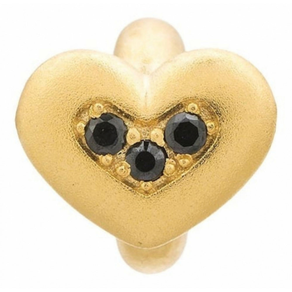 Black CZ Gold Heart Charm