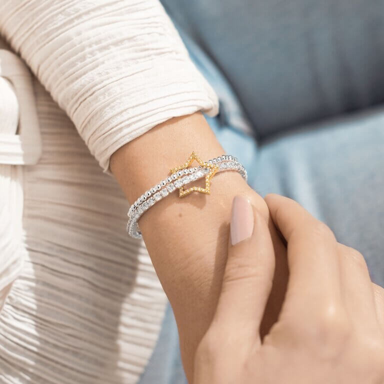 Lila Lustre | Star | Silver And Gold | Bracelet | 17.5cm Stretch