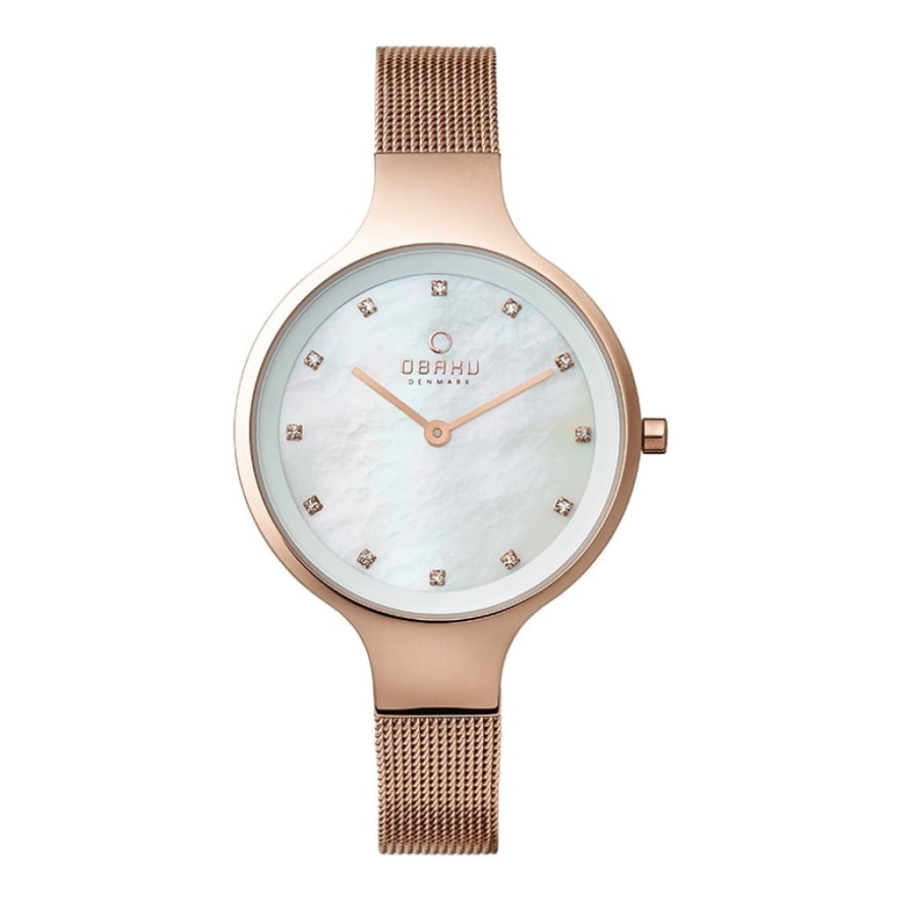 SKY - ROSE Rose Gold Plated Stainless Steel Mesh Bracelet Watch