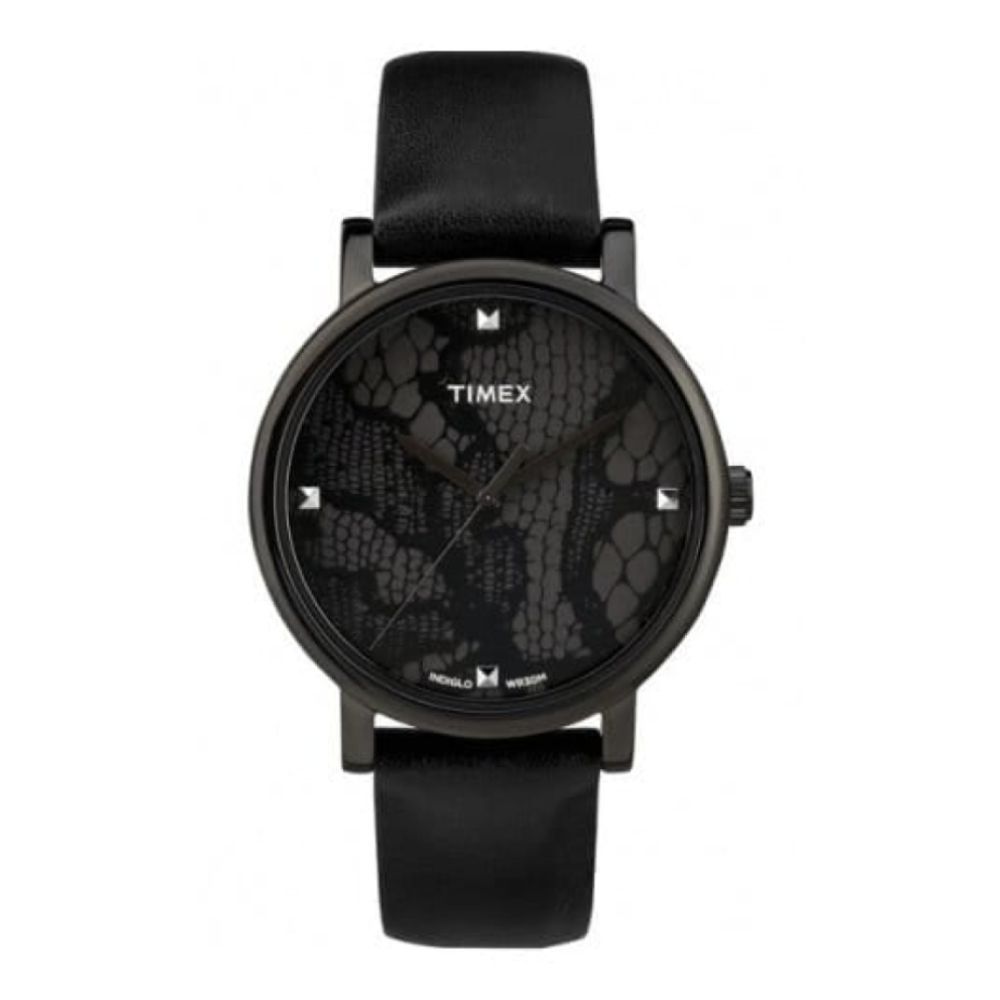 Unisex All Black Wristwatch With Leather Strap