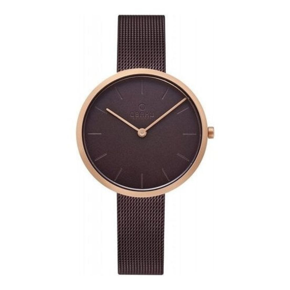 HASSEL LILLE - WALNUT Brown Mesh Strap & Dial With Rose Gold Case Ladies Watch
