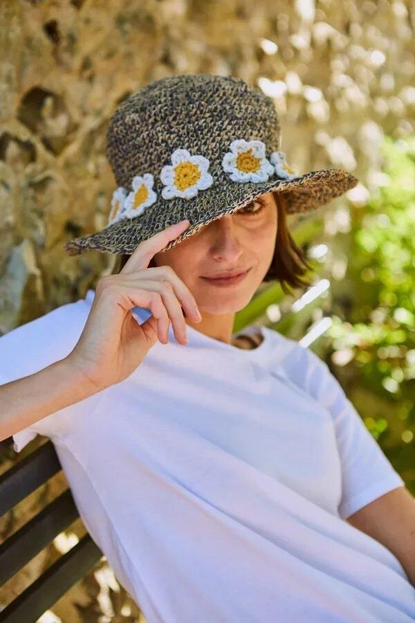 Daisy Chain Hemp/Cotton Hat In Denim