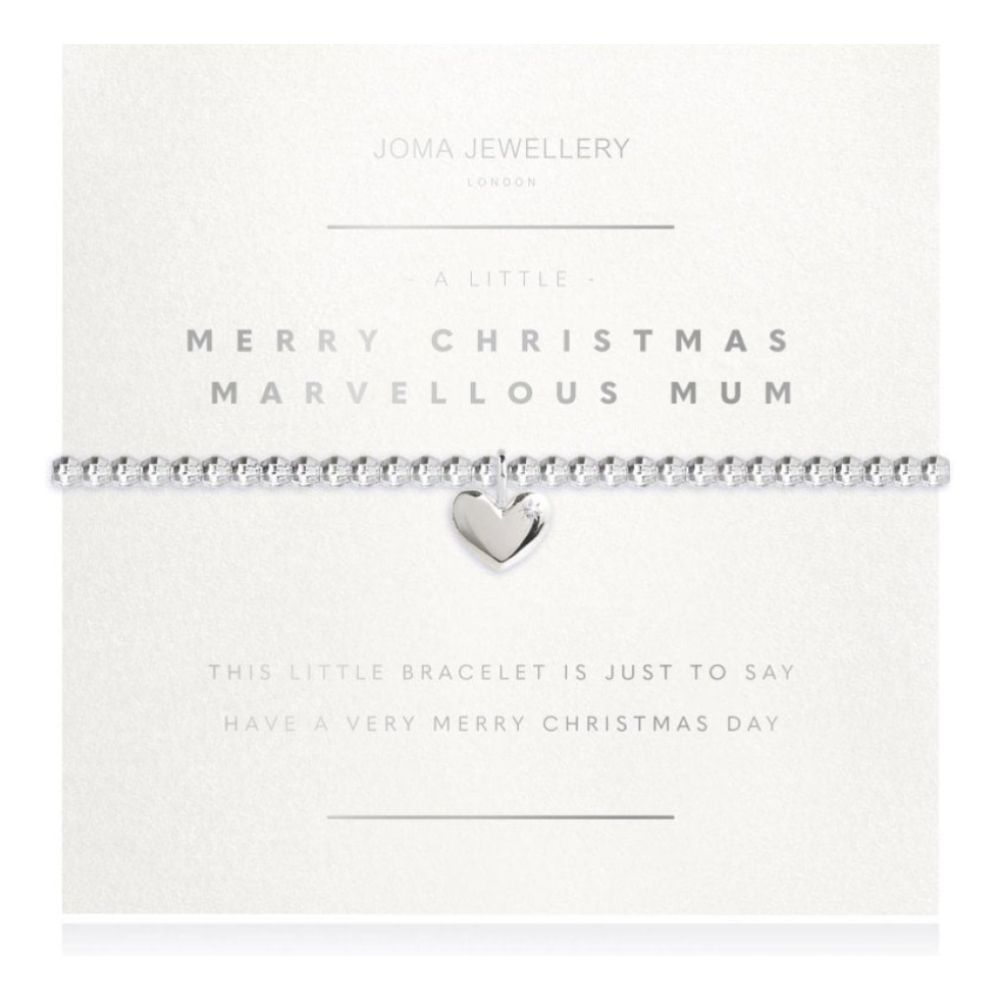 Facetted A Little - Merry Christmas Marvellous Mum - Silver- 17.5cm Stretch Bracelet