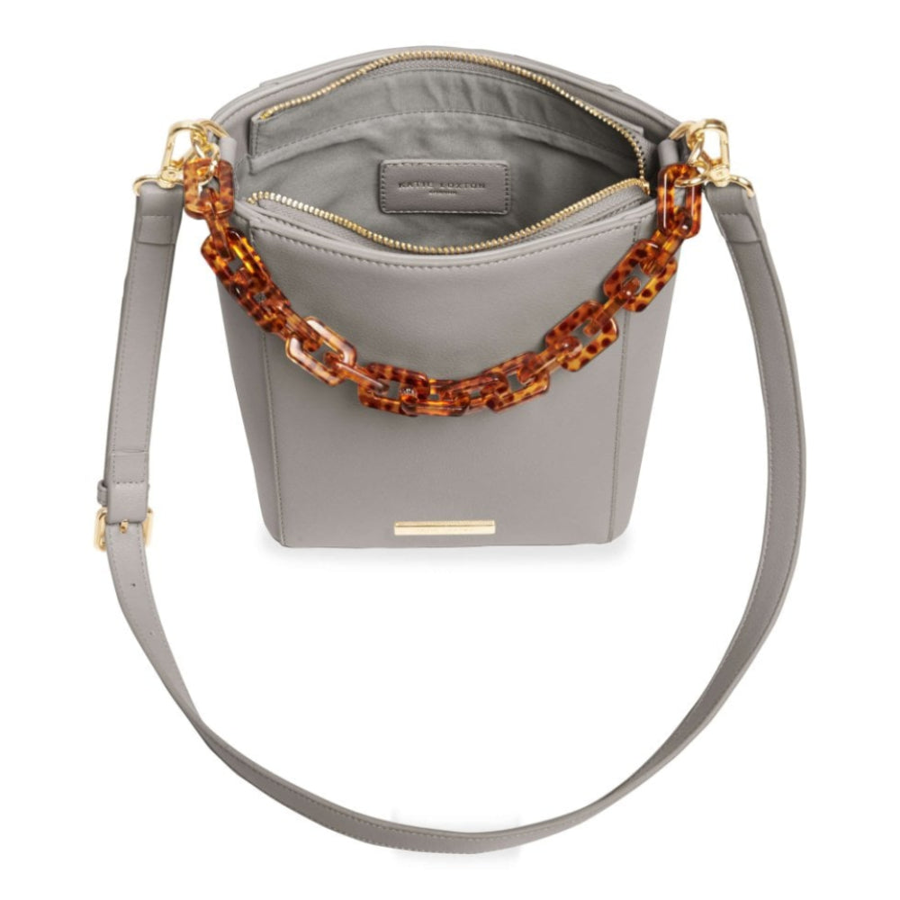AYLA TORTOISESHELL STRAP BAG - Pale Grey - 22x18x9cm