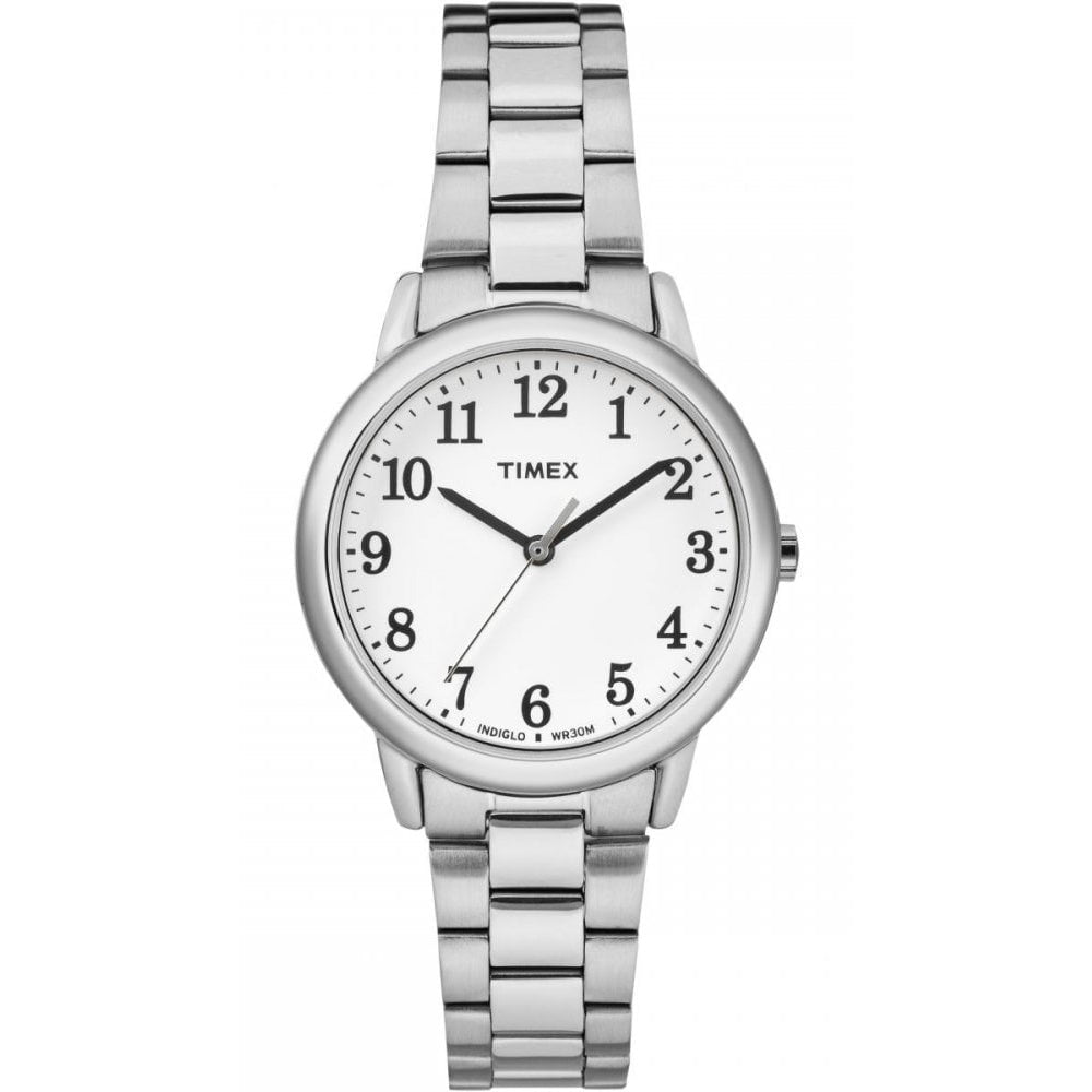Womens Easy Reader Silver-Tone Bracelet/White Dial