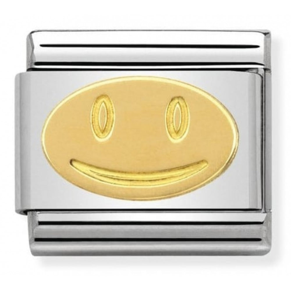Classic Happy Smile In Stainless Steel & 18k Gold Charm