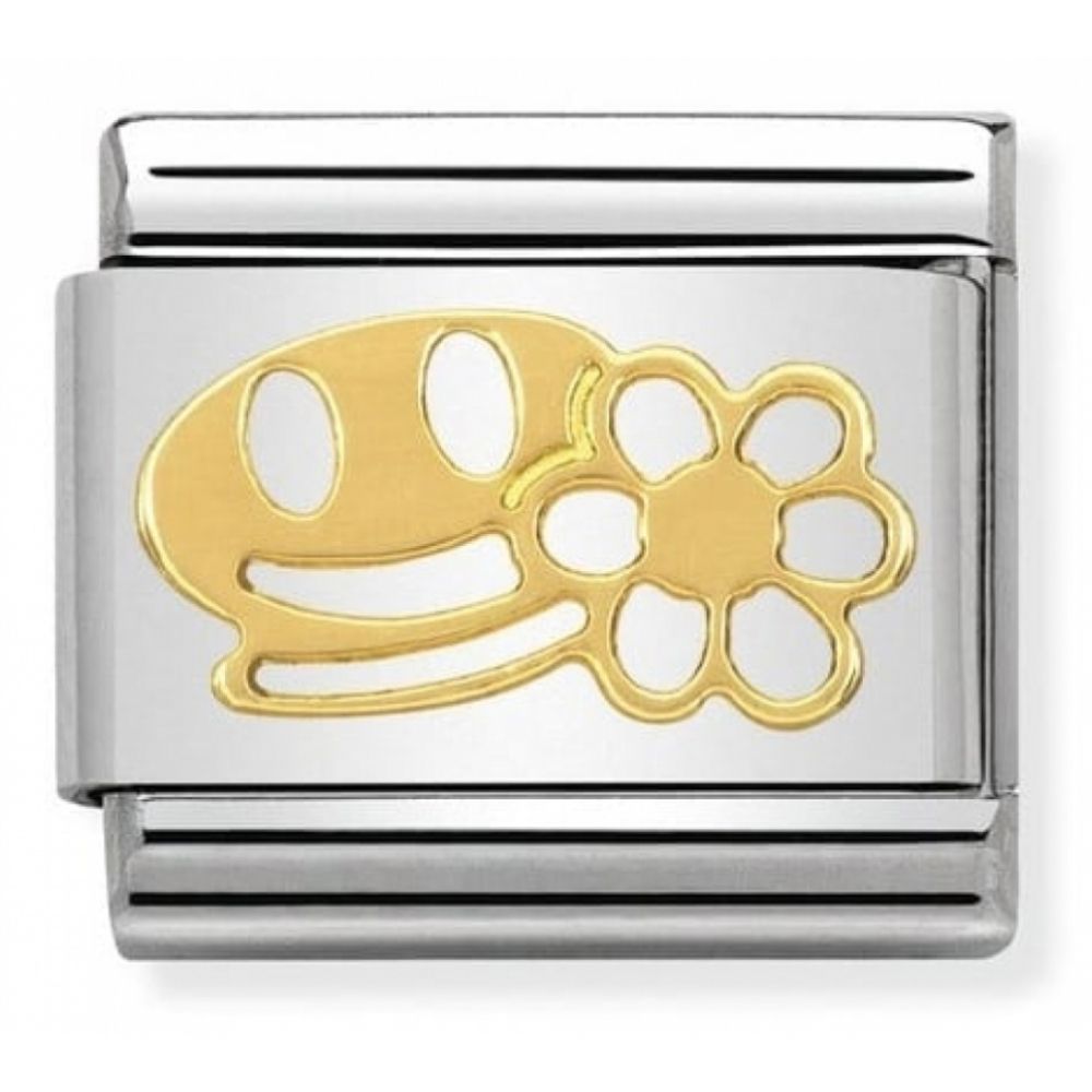 Classic Smile With Daisy In Stainless Steel & 18k Gold Charm