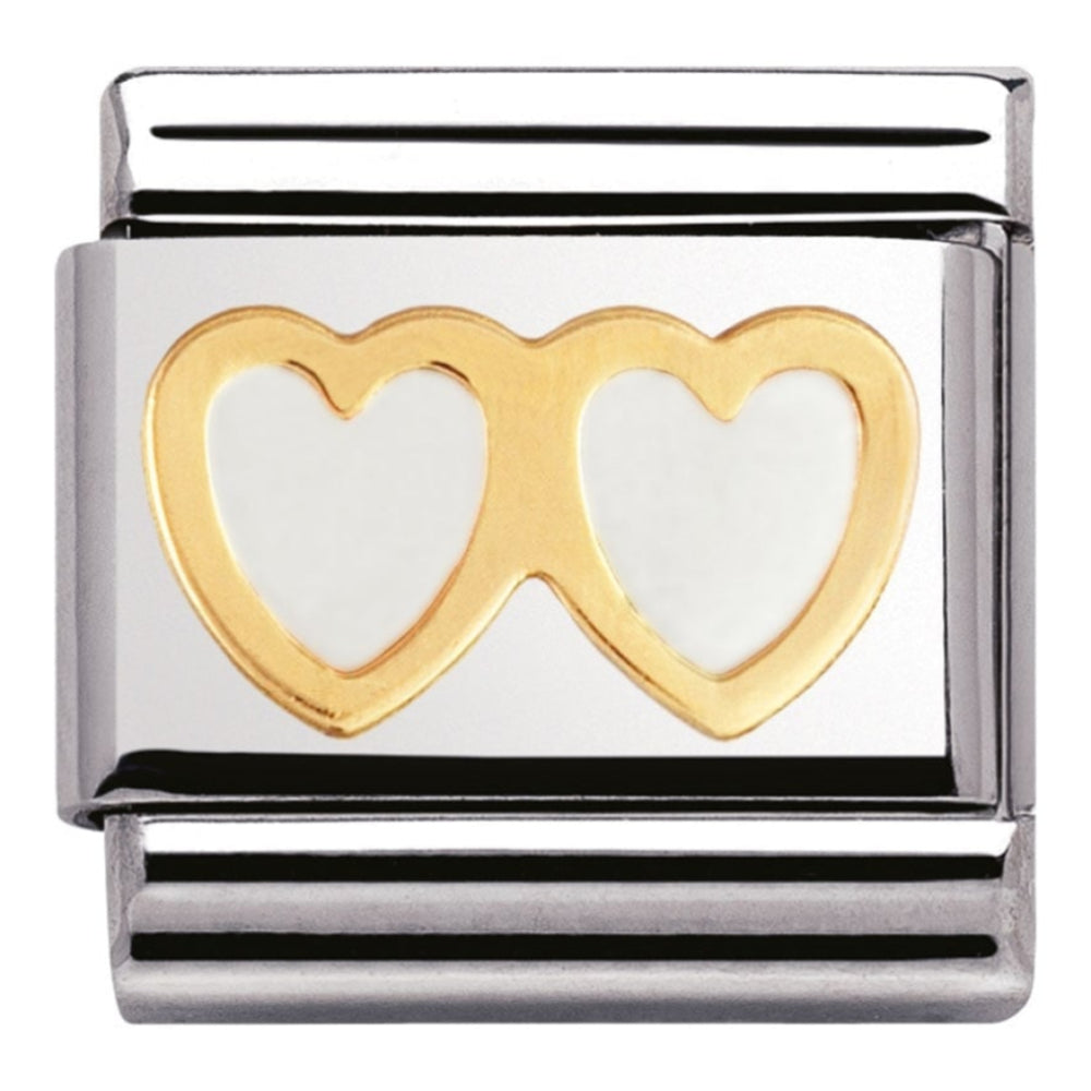 Classic Double Heart Link with Gold Detail