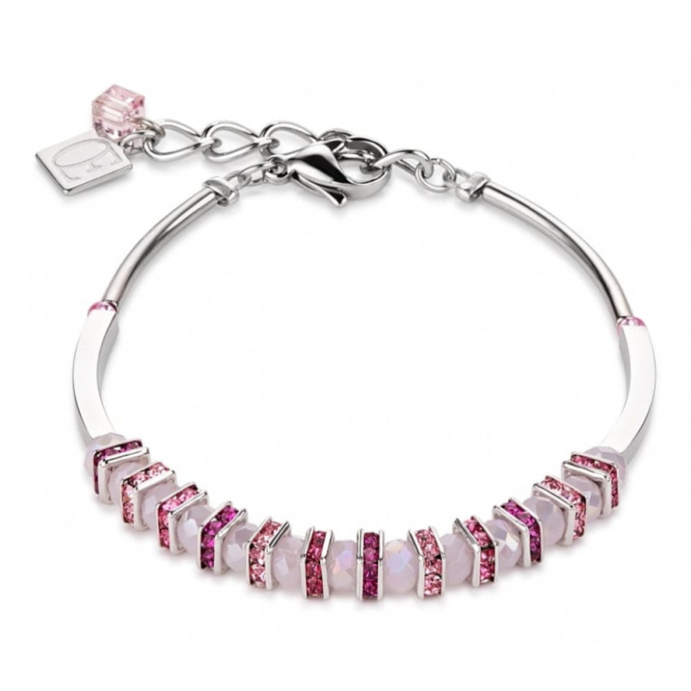 Pink Crystals & Silver Bracelet