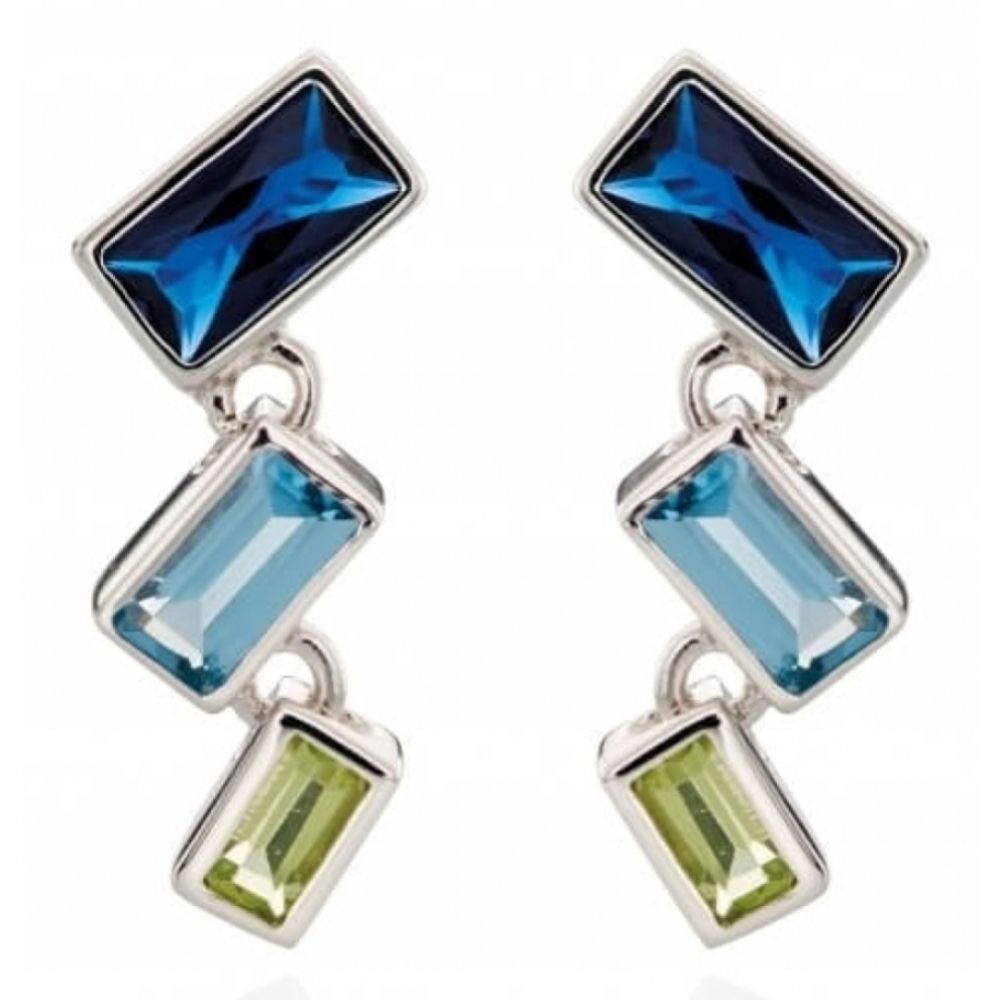 Blue Degradee Baguette Earrings