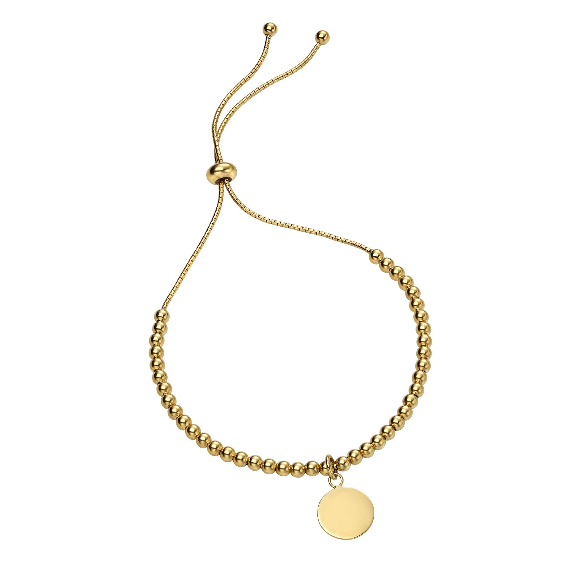 Gold Plated Toggle Bracelet With Disc