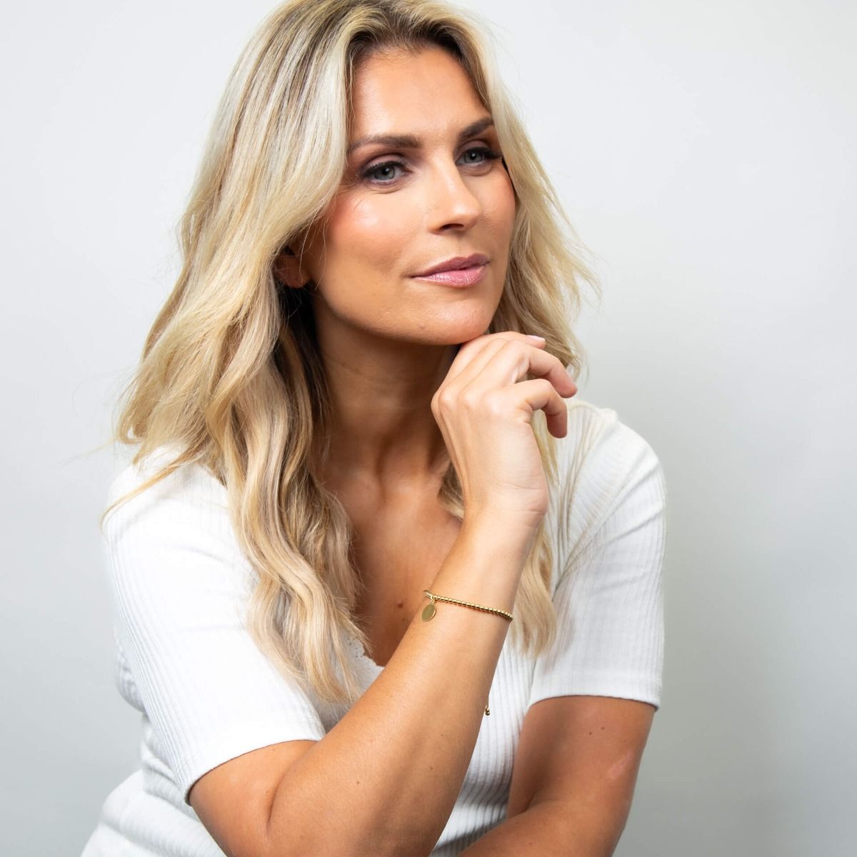 Gold Plated Toggle Bracelet With Disc