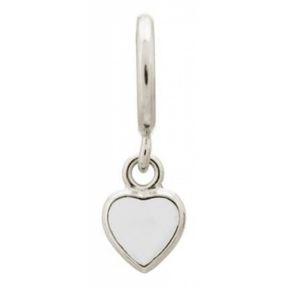 White Enamel Hanging Heart Charm