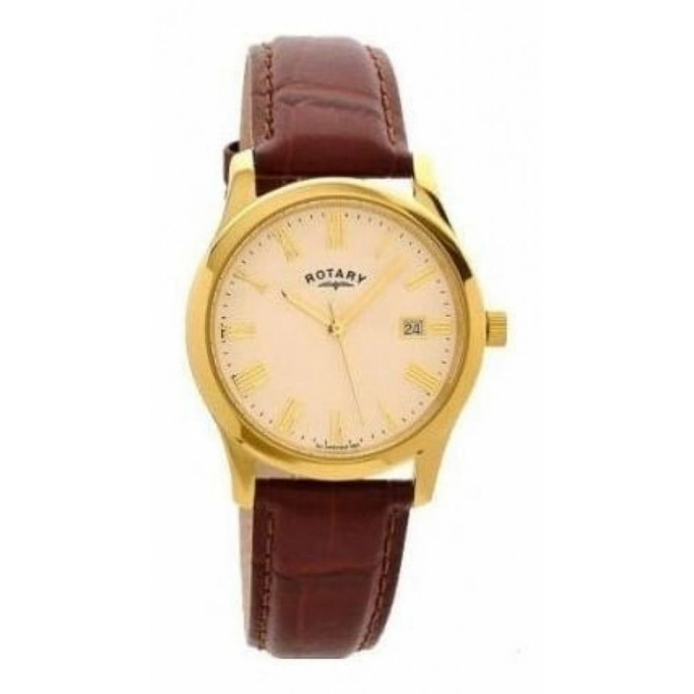 Gold Plated Leather Strap Gents Wristwatch