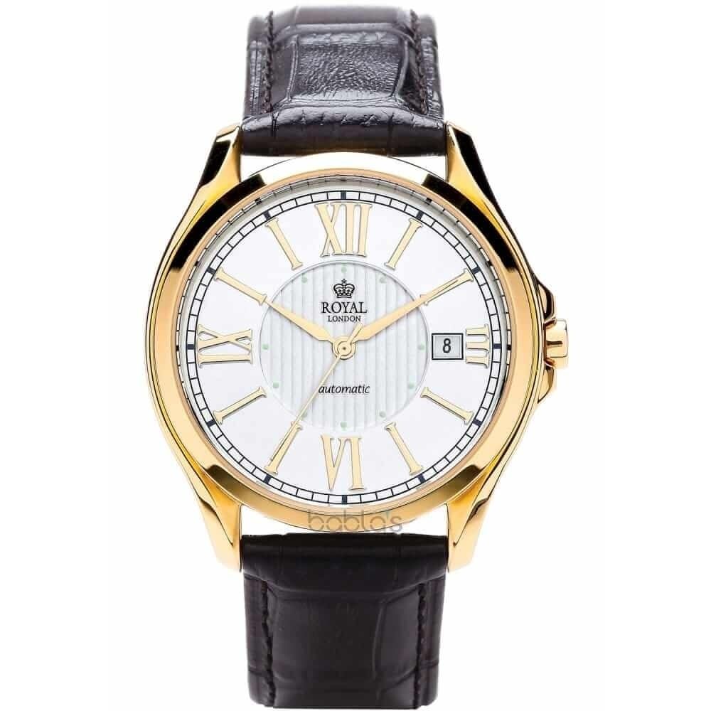 Mens Mechanical Watch with Date Display Gold