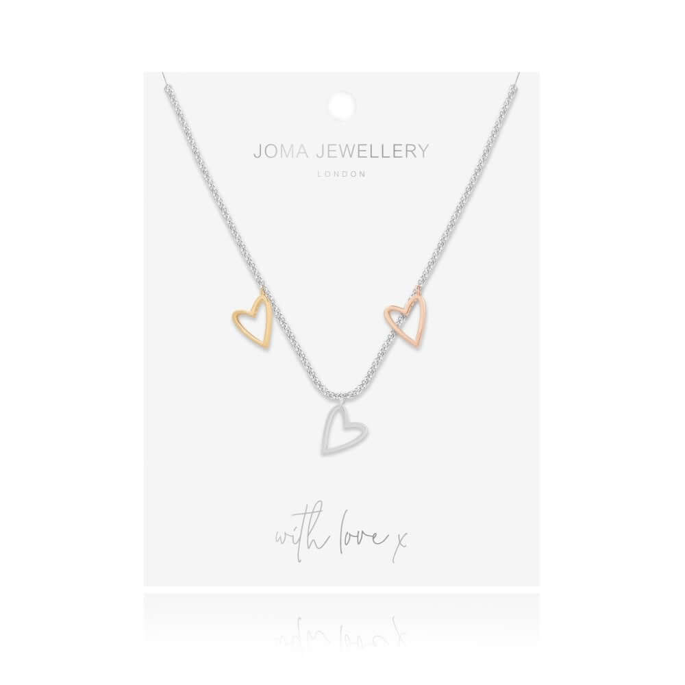 Florence | Heart Necklace | Silver Rose Gold And Gold | Necklace | 46cm + 5cm Extender