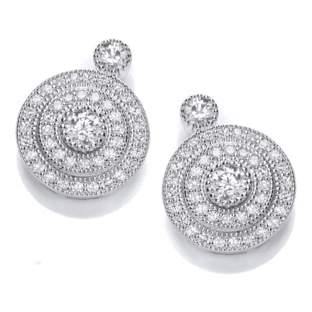 Silver Elegant CZ Target Earrings