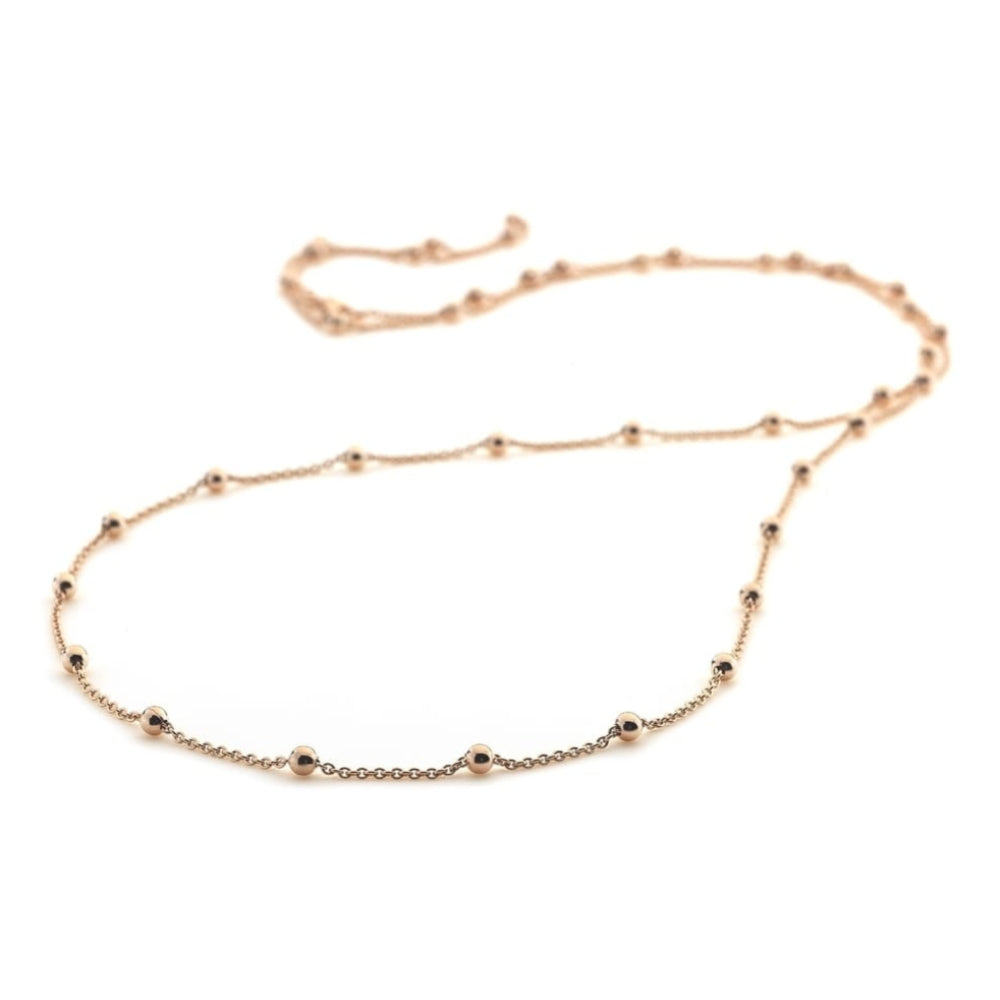 Rose Gold Plate Sterling Silver Intermittent Bead Chain 30"