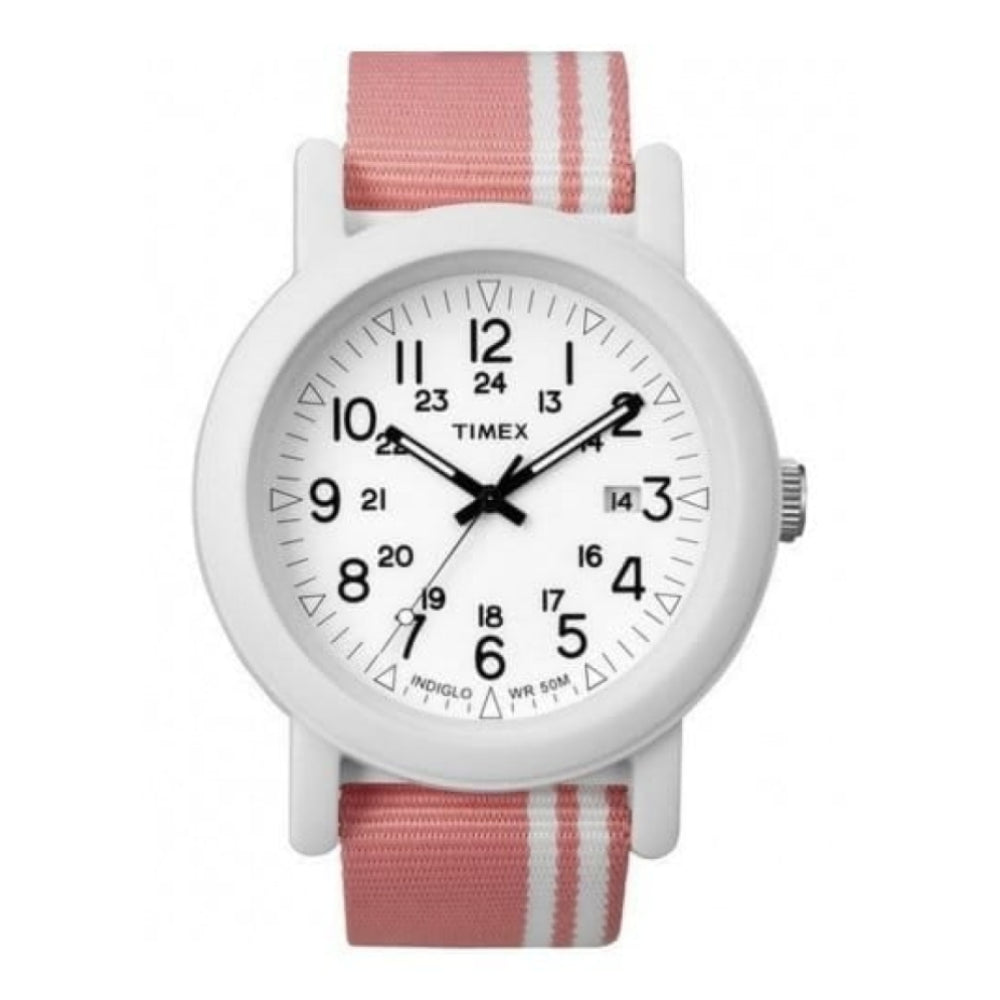 Ladies Camper Pink And White Fabric Strap