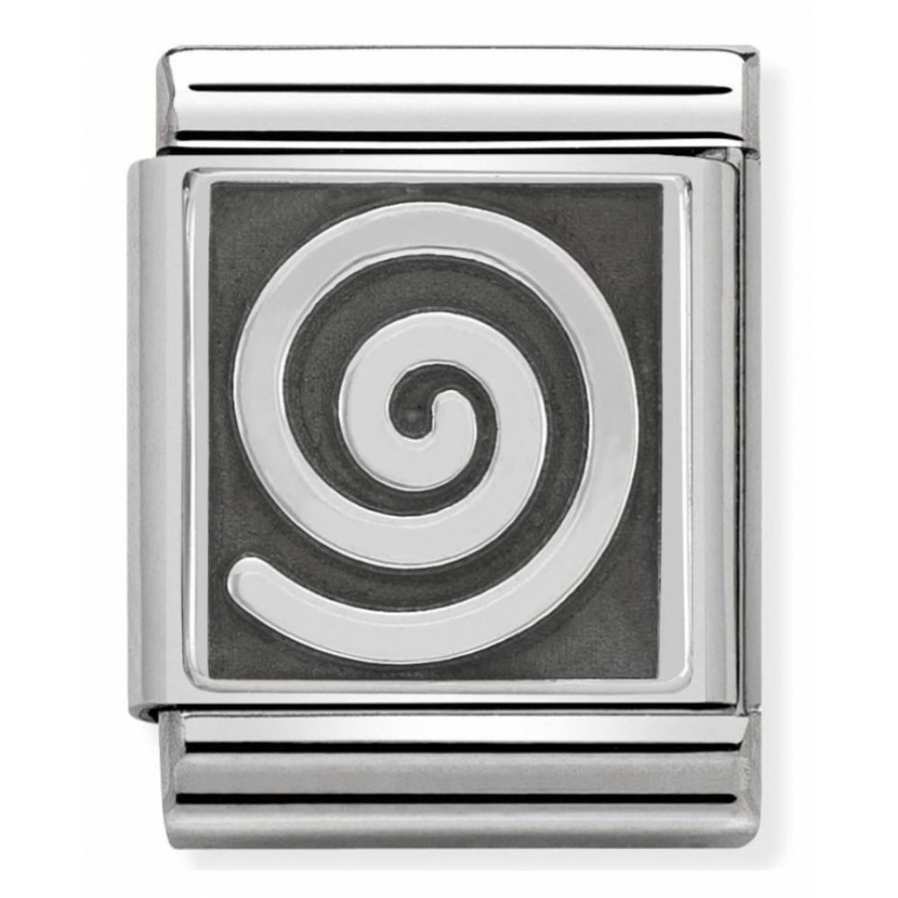 Composable Abstract Symbol 1 Oxidized Stainless Steel And Sterling Silver Big Charm