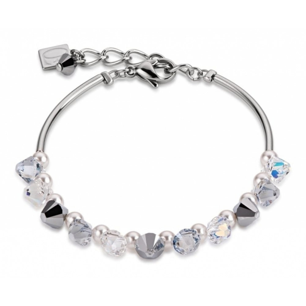 Silver Crystals & Small Pearls Bracelet