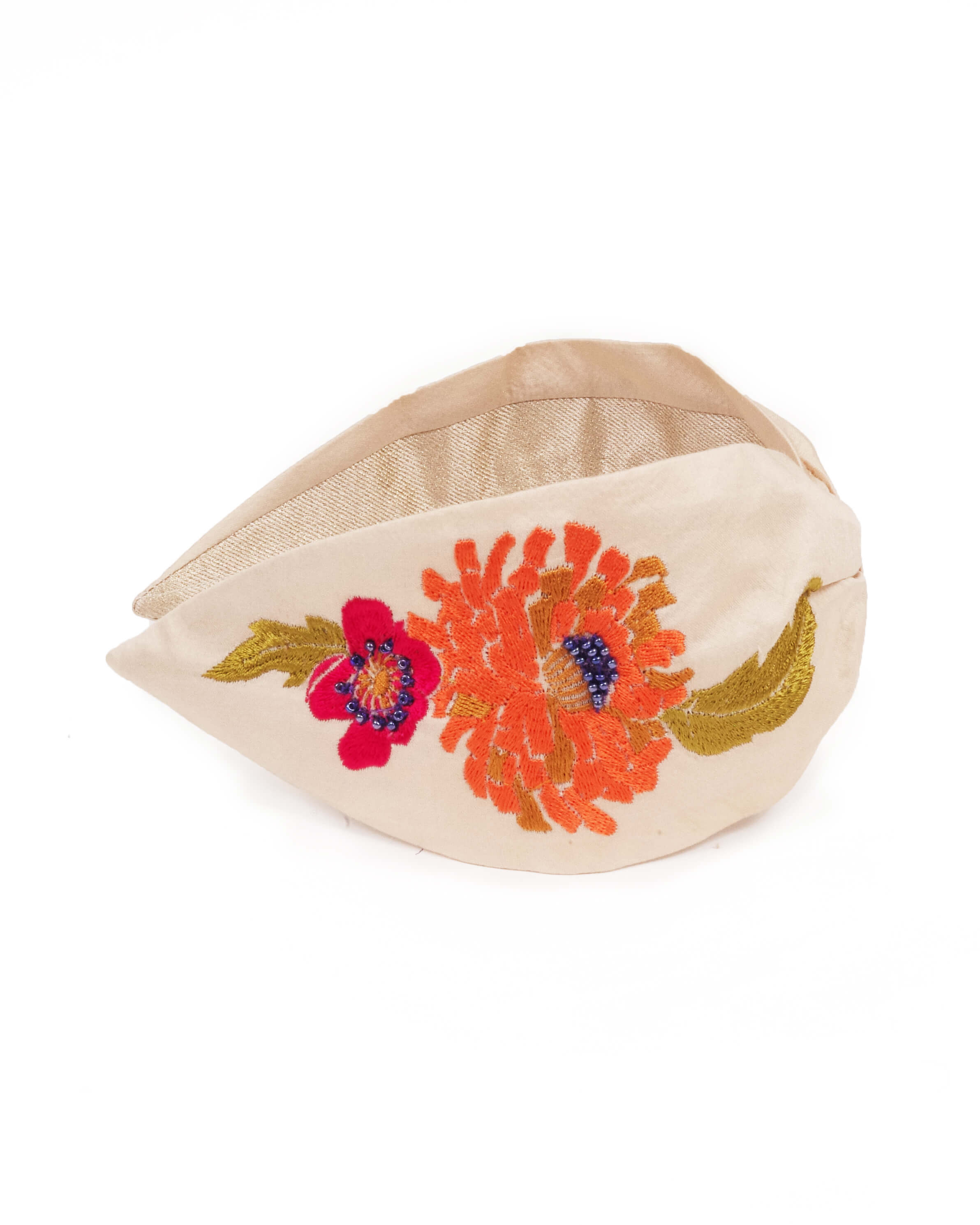 Embroidered Headband Retro Meadow Cream