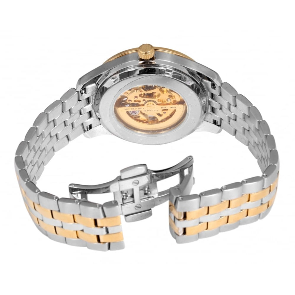 Mens Two Tone Chrome with Gold Automatic Bracelet Watch