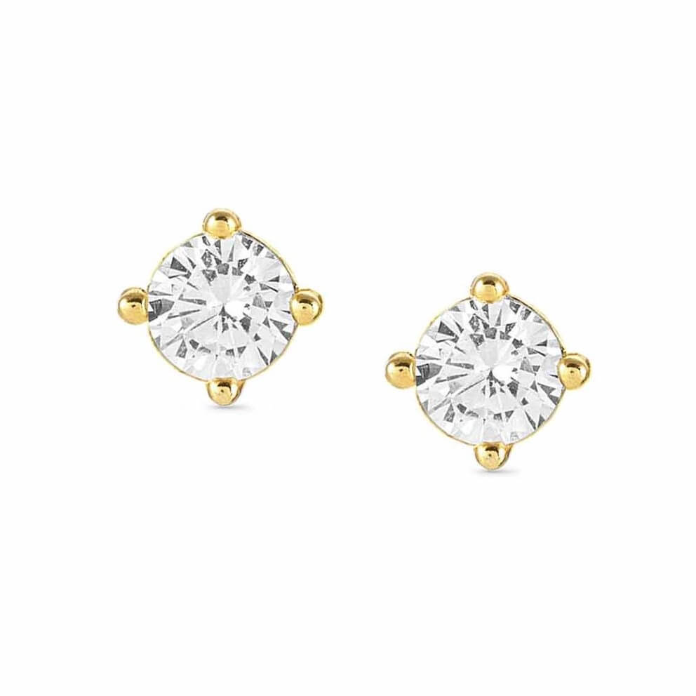 Sentimental Gold Tone & CZ Round Stud Earrings