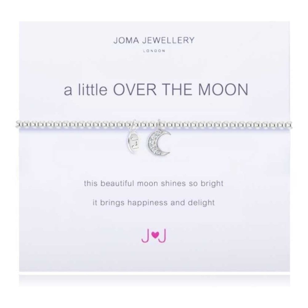 a little OVER THE MOON - elastic bracelet - silver clear cz pave