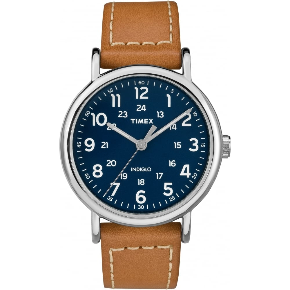 Mens Weekender 40mm Tan Leather Strap/Blue Dial