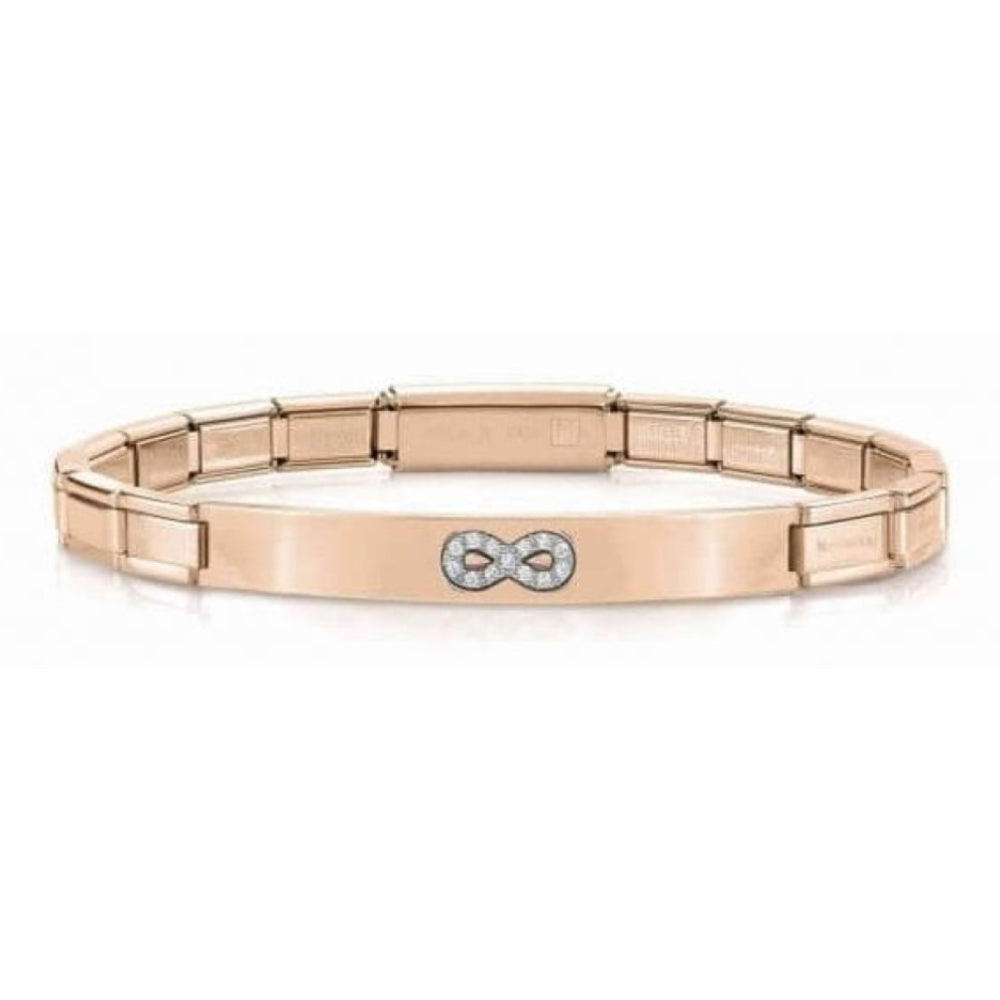 Trendsetter Rose Gold PVD Finish Bracelet White CZ Infinity Symbol